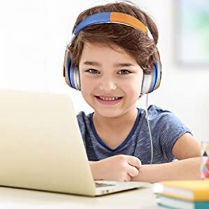 eKids Blippi Headphones for Kids, Wired Headphones for School, Home or Travel, Tangle Free Stereo Headphones with Parental Volume Control, Connect via 3.5mm Jack