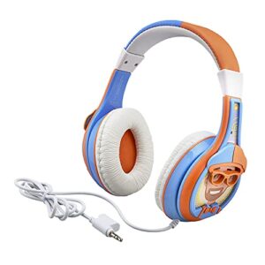 eKids Blippi Headphones for Kids, Wired Headphones for School, Home or Travel, Tangle Free Stereo Headphones with Parental Volume Control, Connect via 3.5mm Jack