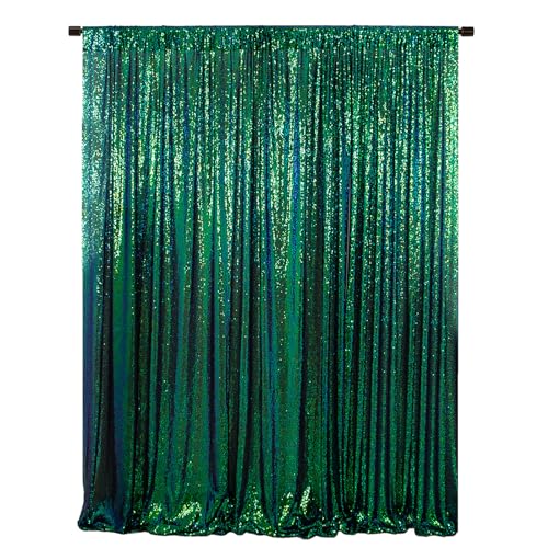 Sequin Backdrop Curtain 4FTx7FT Colorful Green Glitter Sequin Backdrop Wedding Ceremony Backdrop Sequin Shimmer Wall Background Baby Shower Background (4FTx7FT, Colorful Green)