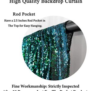 Sequin Backdrop Curtain 4FTx7FT Colorful Green Glitter Sequin Backdrop Wedding Ceremony Backdrop Sequin Shimmer Wall Background Baby Shower Background (4FTx7FT, Colorful Green)