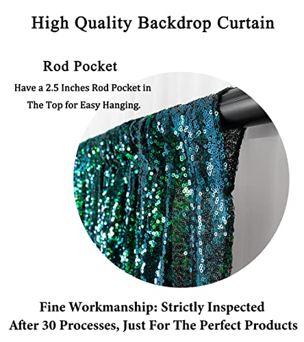 Sequin Backdrop Curtain 4FTx7FT Colorful Green Glitter Sequin Backdrop Wedding Ceremony Backdrop Sequin Shimmer Wall Background Baby Shower Background (4FTx7FT, Colorful Green)