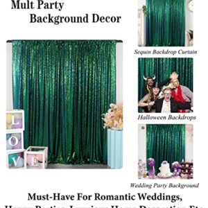 Sequin Backdrop Curtain 4FTx7FT Colorful Green Glitter Sequin Backdrop Wedding Ceremony Backdrop Sequin Shimmer Wall Background Baby Shower Background (4FTx7FT, Colorful Green)