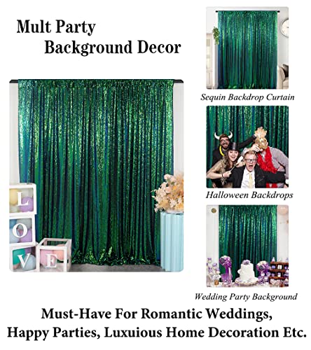 Sequin Backdrop Curtain 4FTx7FT Colorful Green Glitter Sequin Backdrop Wedding Ceremony Backdrop Sequin Shimmer Wall Background Baby Shower Background (4FTx7FT, Colorful Green)