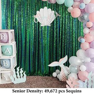 Sequin Backdrop Curtain 4FTx7FT Colorful Green Glitter Sequin Backdrop Wedding Ceremony Backdrop Sequin Shimmer Wall Background Baby Shower Background (4FTx7FT, Colorful Green)