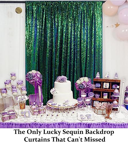 Sequin Backdrop Curtain 4FTx7FT Colorful Green Glitter Sequin Backdrop Wedding Ceremony Backdrop Sequin Shimmer Wall Background Baby Shower Background (4FTx7FT, Colorful Green)