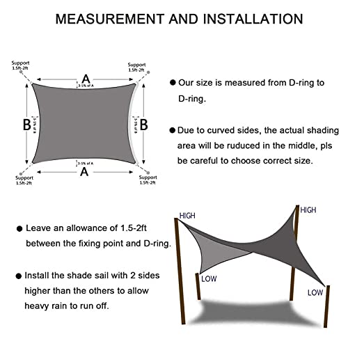 Rectangle Sun Shade Sail, 2X1.8M Garden Shade Sail Canopy Waterproof 90% UV-Block Water Resistant Breathable Sunscreen Awnings for Patio Backyard Lawn,Light Brown