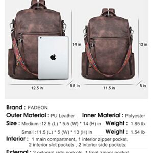 FADEON Leather Backpack Purse for Women Designer Travel Backpack Purses PU Fashion Ladies Shoulder Bag with Tassel Coffee