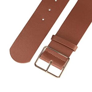 Allegra K PU Leather Belts for Women Metal Pin Buckle 2 inches Wide Belt for Dress Pants Fit waist 77-95cm/30-37 Brown