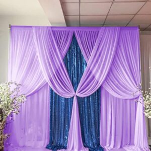 chiffon backdrop curtain-2 panels 29x96-inch wedding backdrop drapes lavender sheer curtain panels tulle backdrop chiffon fabric photography backdrop for party (29''x96''x2pcs, lavender)