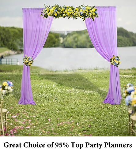 Chiffon Backdrop Curtain-2 Panels 29x96-Inch Wedding Backdrop Drapes Lavender Sheer Curtain Panels Tulle Backdrop Chiffon Fabric Photography Backdrop for Party (29''x96''x2pcs, Lavender)