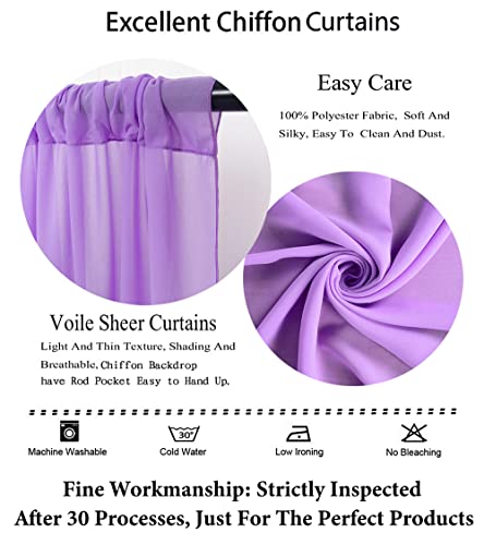 Chiffon Backdrop Curtain-2 Panels 29x96-Inch Wedding Backdrop Drapes Lavender Sheer Curtain Panels Tulle Backdrop Chiffon Fabric Photography Backdrop for Party (29''x96''x2pcs, Lavender)