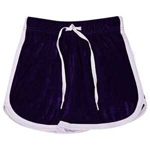 kids girls shorts contrast taped gym sports velour purple summer hot short pants