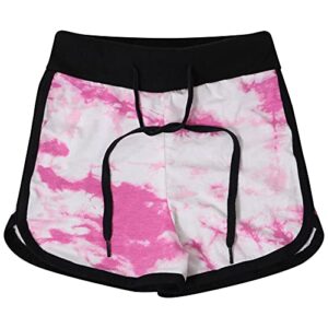 kids girls shorts gym sports tie dye pink print summer hot pant shorts 5-13 yrs