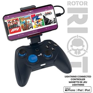 Rotor Riot Mfi Certified Gamepad Controller for iOS iPhone – Licensed Alpine F1 Edition - Wired with L3 + R3 Buttons, Power Pass Through Charging, 8 Way D-Pad, and redesigned ZeroG Mobile Device