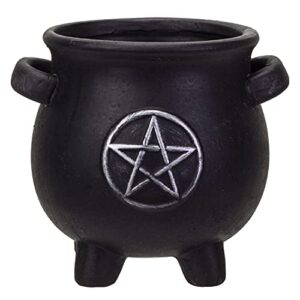 witches cauldron terracotta planter pot candy holder tabletop figurine (pentagram)