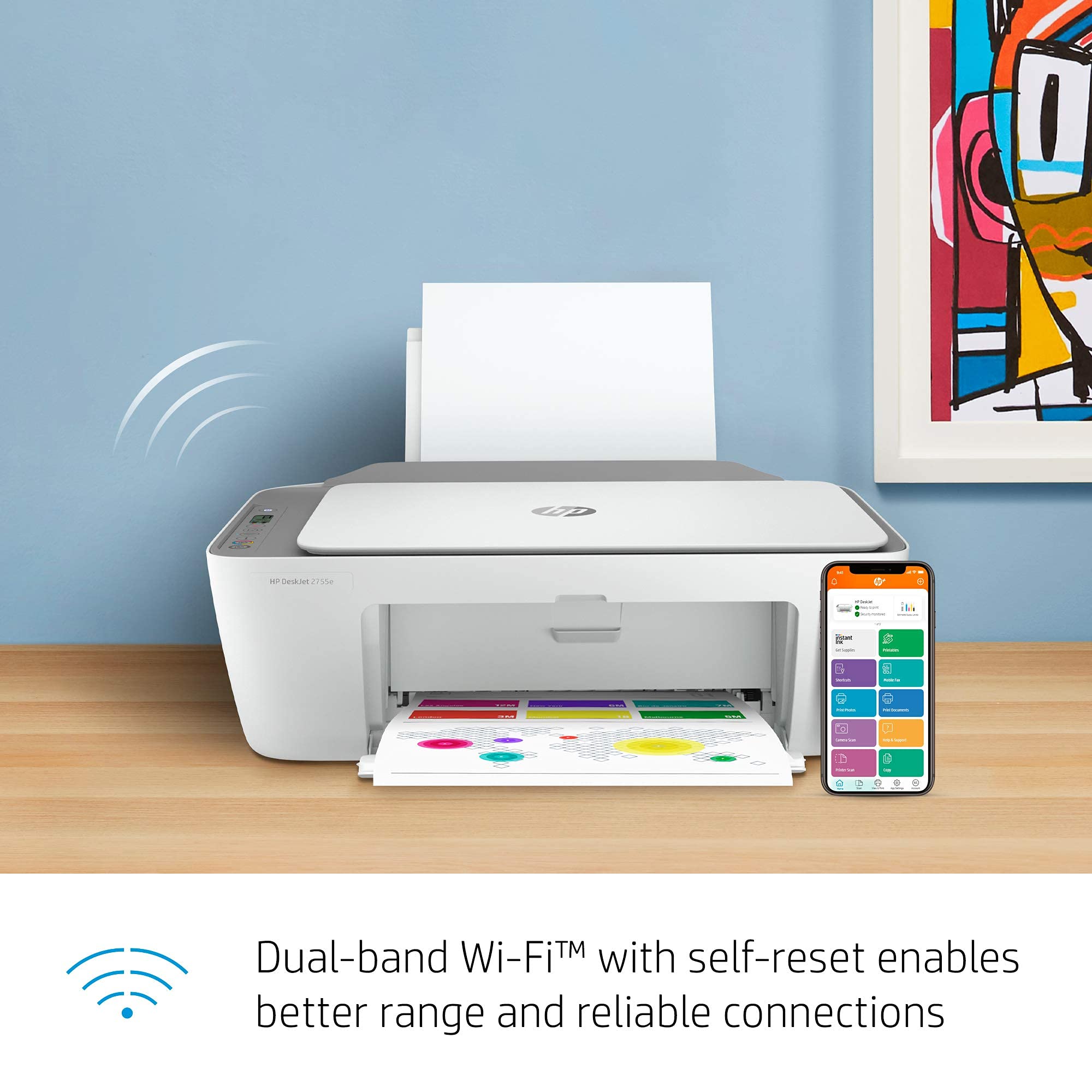 HP DeskJet 2755e All-in-One Wireless Color Printer, (26K67A) (Renewed)