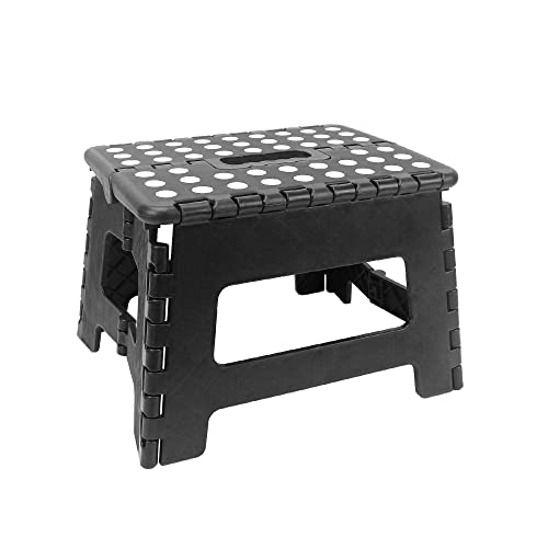 InspireTag Foldable Step Stool, Collapsible Step Stools for Adults, Foldable Step Stool for Kids, Foldable Stool, Portable Stool, Kids Step Stools, Step Stool Folding for Storage - Inky Black 9"