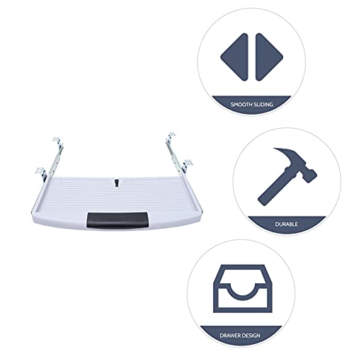 NUOBESTY Desk Keyboard Tray Keyboard Tray Under Desk Out Underdesk Keyboard Drawer Under Table Desk Keyboard Organizer with Sliding Mount System for Office Home Typing Grey Computer Keyboard Stand