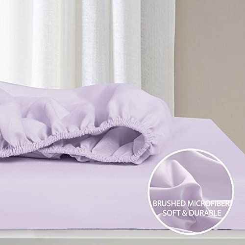 Cathay Home Essentials Ultra Soft Hypoallergenic Wrinkle Resistant Double Brushed Microfiber Bedding Sheet Set, Lavender,3 pcs, Twin