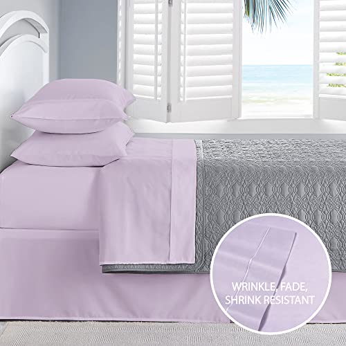 Cathay Home Essentials Ultra Soft Hypoallergenic Wrinkle Resistant Double Brushed Microfiber Bedding Sheet Set, Lavender,3 pcs, Twin