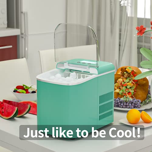 ARLIME Portable Ice Maker Machine, 26Lbs/24H Self-Cleaning Ice Maker, 9 Ice Cubes S/L Ready in 6 Mins, Small Cube Ice Maker with Ice Scoop and Basket, for Home/Kitchen/Office/Bar/RV(Green)