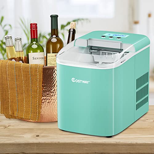 ARLIME Portable Ice Maker Machine, 26Lbs/24H Self-Cleaning Ice Maker, 9 Ice Cubes S/L Ready in 6 Mins, Small Cube Ice Maker with Ice Scoop and Basket, for Home/Kitchen/Office/Bar/RV(Green)