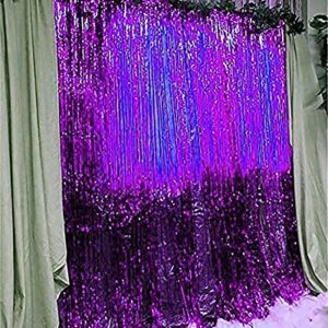 Graduation Party Decorations Purple Gold 2023/Purple Graduation Decorations 2023/Purple Gold Birthday Decorations for Women/ISU Foil Fringe Curtains Backdrop Sparkle Metallic Foil Curtains