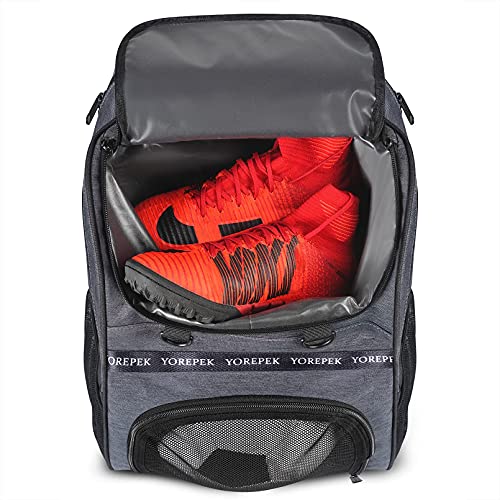 YOREPEK Soccer Bag, Soccer Backpack with Ball Compartment for Men and Women Fit Basketball Volleyball, Large Capacity Sports Equipment Bags Gift to Gym Outdoor Camping, Black