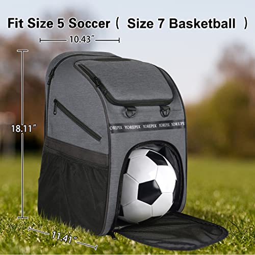 YOREPEK Soccer Bag, Soccer Backpack with Ball Compartment for Men and Women Fit Basketball Volleyball, Large Capacity Sports Equipment Bags Gift to Gym Outdoor Camping, Black