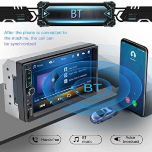 Double Din Car Stereo Compatible with Apple Carplay and Android Auto,7 inch HD Touch Screen Car Radio with Bluetooth,Car Audio Receiver with Backup Camera,Mirror Link,FM/USB/TF/AUX/Subwoofer