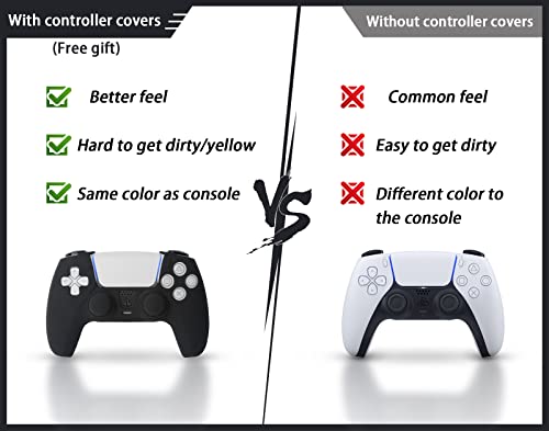 PEYANZ ＰS5 Console Cover Fit for Digital Edition, ABS Shell, Replacement Faceplate, Anti-Scratch Dustproof, with Extra Free Controller Stickers or Covers (Black)