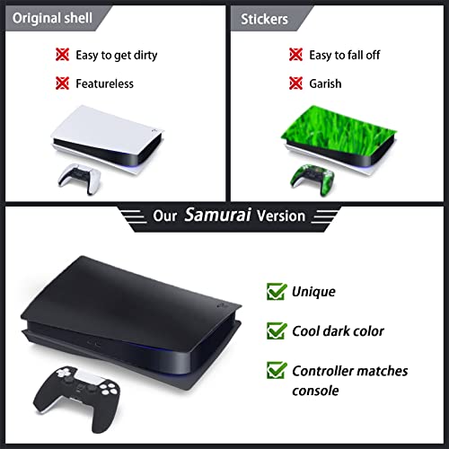PEYANZ ＰS5 Console Cover Fit for Digital Edition, ABS Shell, Replacement Faceplate, Anti-Scratch Dustproof, with Extra Free Controller Stickers or Covers (Black)