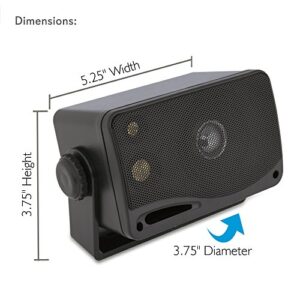 3-Way Mini Box Speaker System - 3.5 Inch 200 Watt Weatherproof Marine Grade Mount Speakers & Marine Bluetooth Stereo Radio - 12v Single DIN Style Boat in Dash Radio Receiver System with Built-in Mic