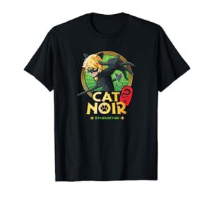 miraculous shanghai cat noir fighting pose t-shirt