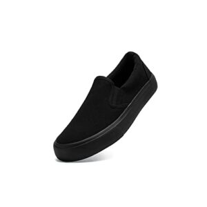 low-top slip ons women's fashion sneakers casual canvas sneakers for women comfortable flats breathable padded insole slip on sneakers women low slip on shoes (all black, numeric_9)