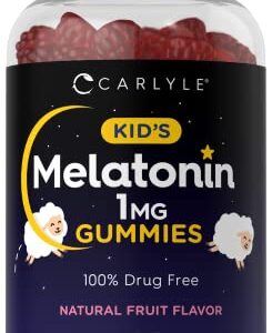 Carlyle Kids Melatonin Gummies | 1 mg 120 Count | Fruit Flavor Gummy | Vegan, Non-GMO, Gluten Free