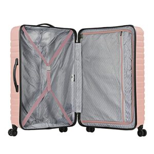 U.S. Traveler Boren Polycarbonate Hardside Rugged Travel Suitcase Luggage with 8 Spinner Wheels, Aluminum Handle, Pink, 2-Piece Set, USB Port in Carry-On