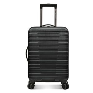 u.s. traveler boren polycarbonate hardside rugged travel suitcase luggage with 8 spinner wheels, aluminum handle, black, carry-on 22-inch, usb port