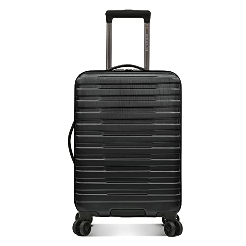 U.S. Traveler Boren Polycarbonate Hardside Rugged Travel Suitcase Luggage with 8 Spinner Wheels, Aluminum Handle, Black, Carry-on 22-Inch, USB Port