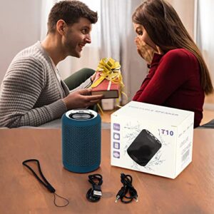 MAWODE Bluetooth Speakers, T10 Waterproof Speaker, 8 Hr Playtime Portable Speaker, Small, Lightweight, Mini, Wireless, Shower Speaker, Aux & TF Card Support (Blue)