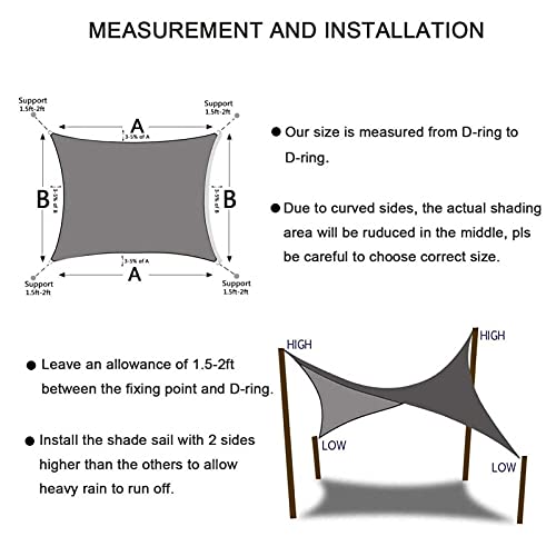 JLCP 3X6m Garden Sun Shade Sail Rectangle, 21 Colors,Outdoor Canopy Waterproof Breathable,90% UV Block Awning Canopy, Shade Cloth for Patio/Garden/Lawn/Camping,Light Brown