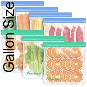 dishwasher safe reusable gallon freezer bags-7 pack,reusable silicone storage bags bpa free, extra thick leakproof & plastic free bags for meat fruit vegetables
