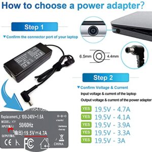 90W 19.5V 4.7A AC Adapter Laptop Charger Replacement for Sony Vaio PCG-3J1L VPCCW21FX VGN-CR240E VPCF236FM PCG-61A14L PCGA-AC19V10 VGP-AC19V10 VPCEH11FX SVE14118FXW VGN-A PCG-GRX VGN-AR Sony Bravia