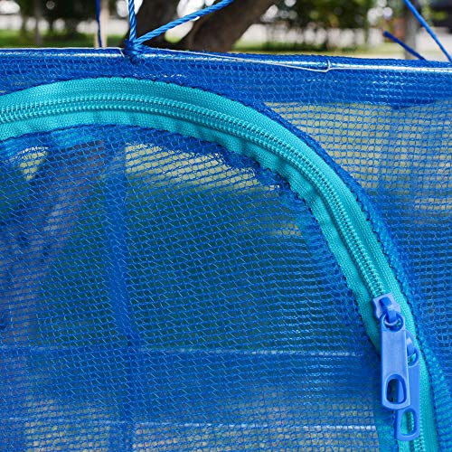 Enshey Drying Rack Folding Fish Mesh 4 Layers Fish Net 15.7X 15.7 x 25.6Inch Blue