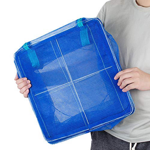 Enshey Drying Rack Folding Fish Mesh 4 Layers Fish Net 15.7X 15.7 x 25.6Inch Blue