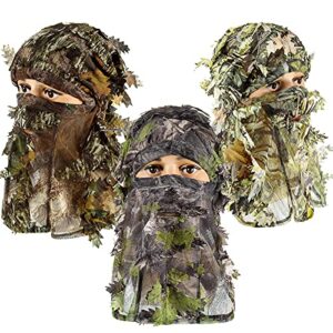 sintege 3 pieces hunting face mask camouflage leafy hat ghillie face covering 3d full cover camo headwear turkey hunting gear accessories