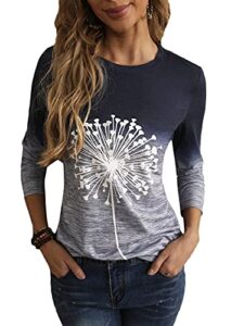 soly hux women's long sleeve shirts graphic print tees casual round neck t shirts multicoloured dandelion xl
