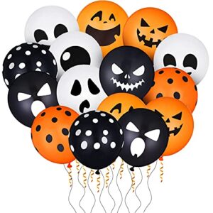 90 pieces halloween balloons 12 inches halloween pink orange black white latex balloons skull, bats, boo ghost latex balloons for halloween party decoration supplies (classic style)