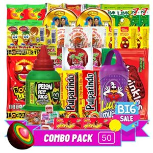 las posadas candy (50 counts) – spicy, sweet, sour dulces mexicanos assortment pack – authentic mexican snacks for kids and adults (la guera 50)