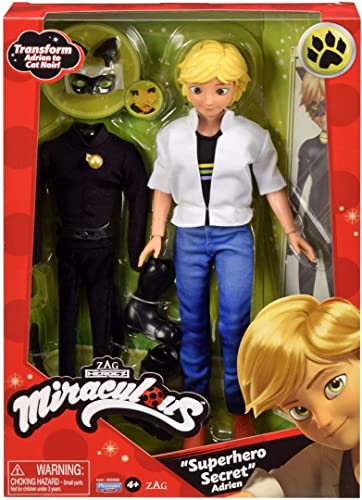 Miraculous P50356 Tales of Ladybug & Cat Adrien to Cat Noir Secret Superhero Fashion Doll with Accessories (Bandai), Multicolour